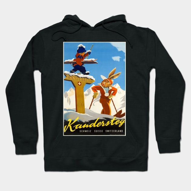 Kandersteg,Switzerland,Ski Poster Hoodie by BokeeLee